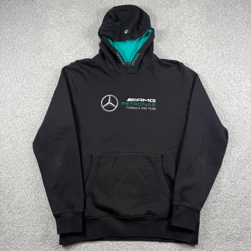 Mercedes AMG Petronas Hoodie Mens Large Black F1 Formula One Racing Sweatshirt